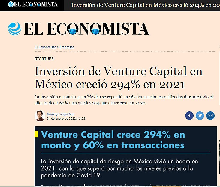 Inversin de Venture Capital en Mxico creci 294% en 2021